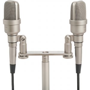 Microtech Gefell M 930 Large-Diaphragm Cardioid Condenser Microphone (Matched Pair, Satin Nickel, ORTF Bracket)