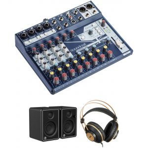 Soundcraft Notepad-12FX Mixer, JBL Reference Monitors, and AKG Headphones Kit