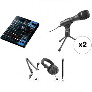 Yamaha MG10XU Podcasting Kit with 10-Input Mixer, Microphones, Crane Arm Stands & Headphones