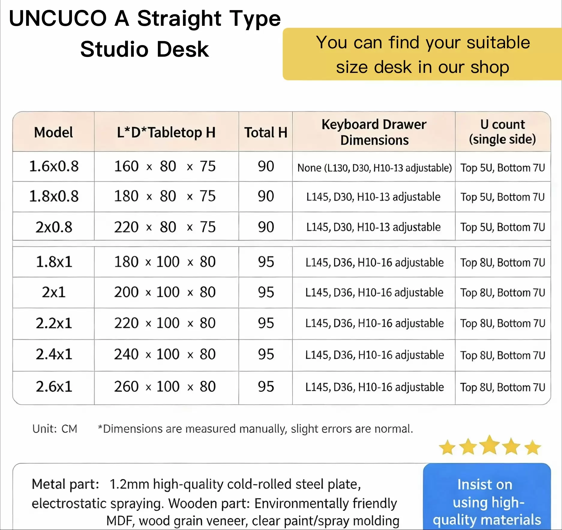 UNCUCO A-Straight Type Professional Recording Studio Desk-Music Production