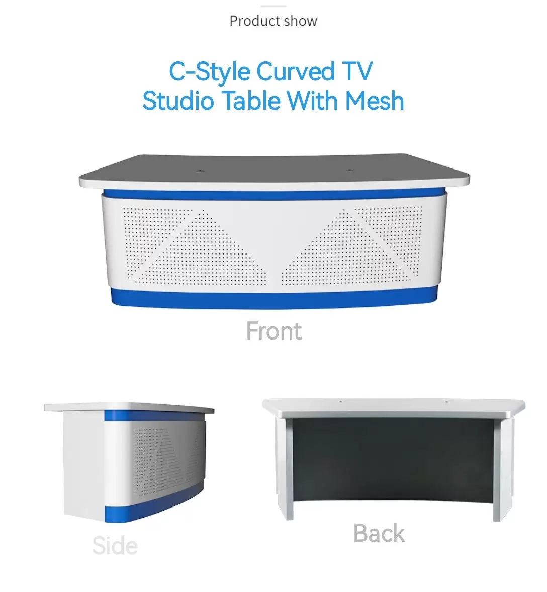UNCUCO TV Video Studio Table For Live Broadcast News Double Announcer Arc Shape