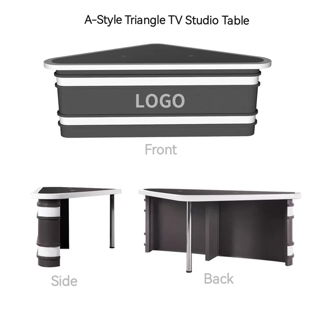 UNCUCO Triangle Style Broadcasting TV Studio Table Anchor Station Host Live News Interview Table