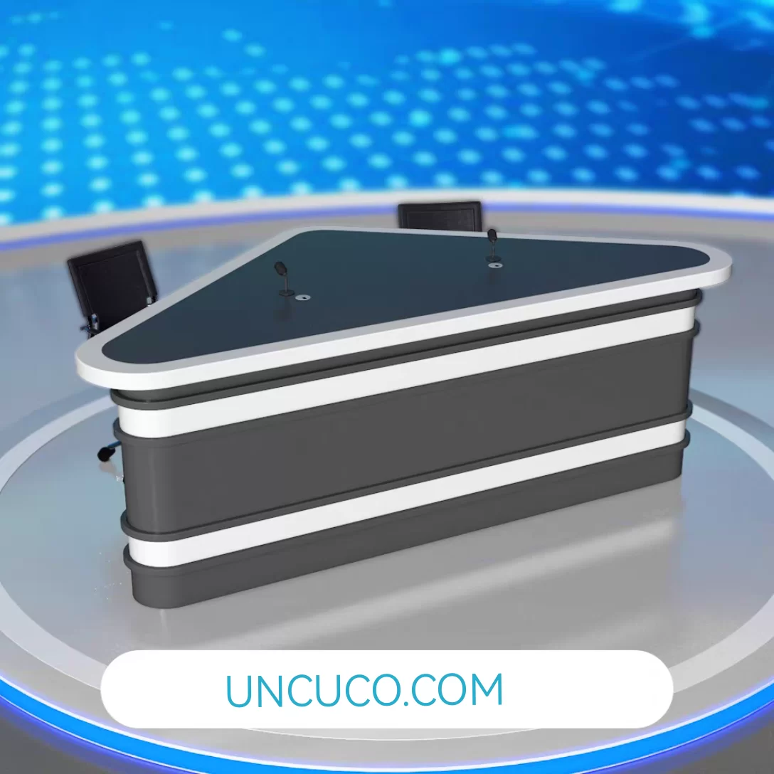 UNCUCO Triangle Style Broadcasting TV Studio Table Anchor Station Host Live News Interview Table