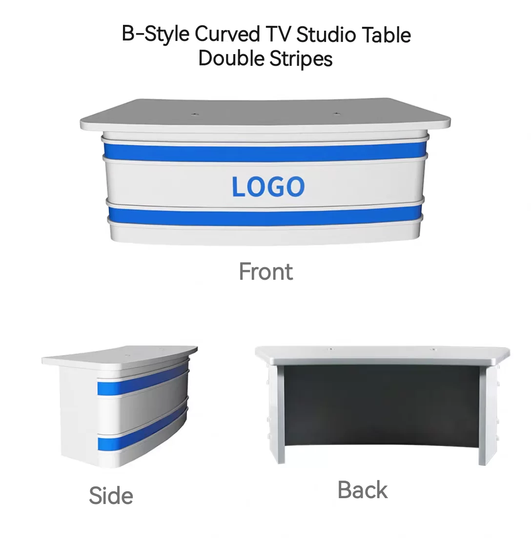 UNCUCO Curved TV Broadcasting Studio Anchor Table For News Live Interview TV Station