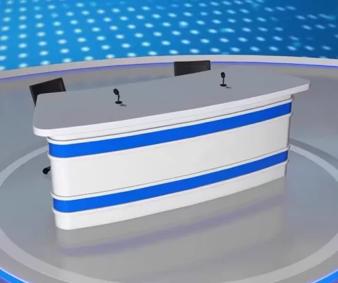 UNCUCO Professional Broadcast Studio Desk – Curved News Anchor Desk for Media Production UNCUCO Professional Broadcast Studio Desk - Curved News Anchor Desk for Media Production