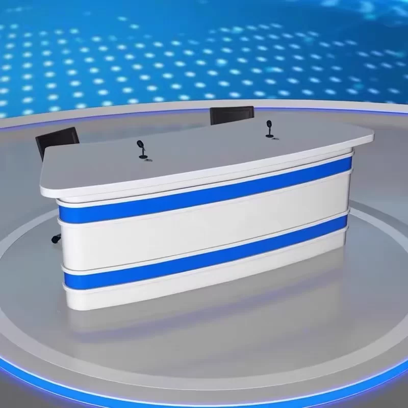 UNCUCO Professional Broadcast Studio Desk - Curved News Anchor Desk for Media Production