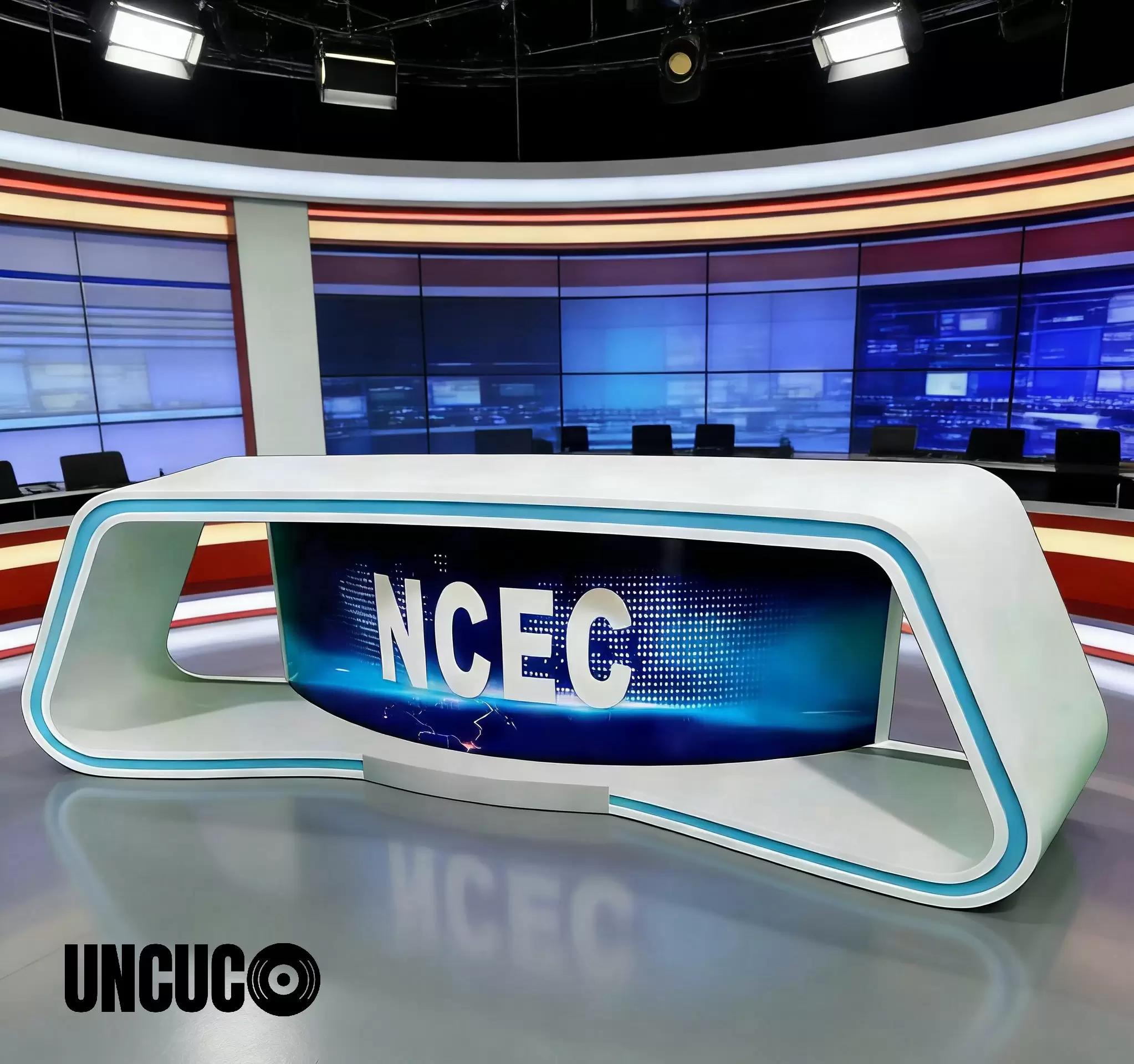 UNCUCO Video Studio Table Desk For Anchor News TV Channel