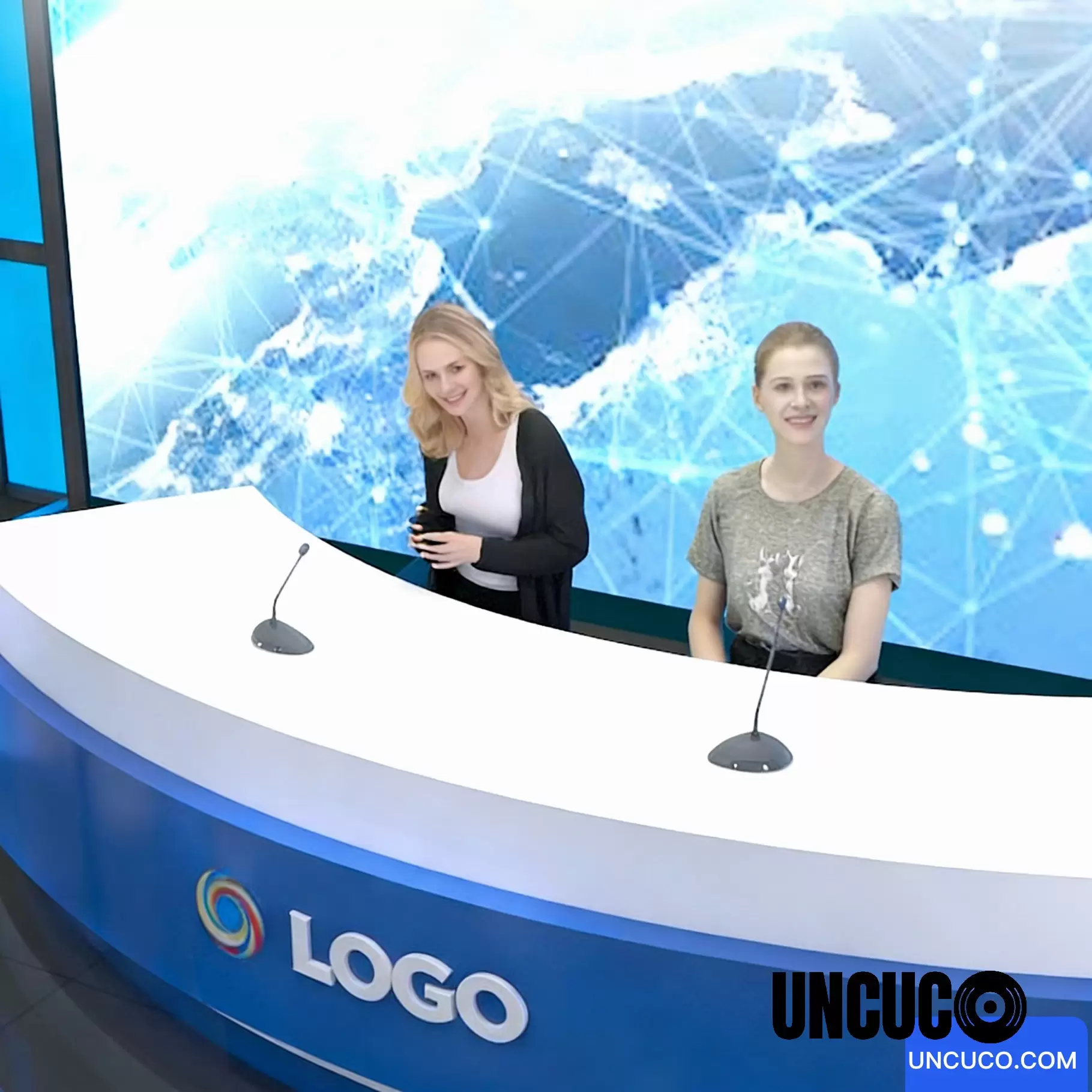 UNCUCO Anchor News Video Studio Desk Table For TV Station Broadcasting