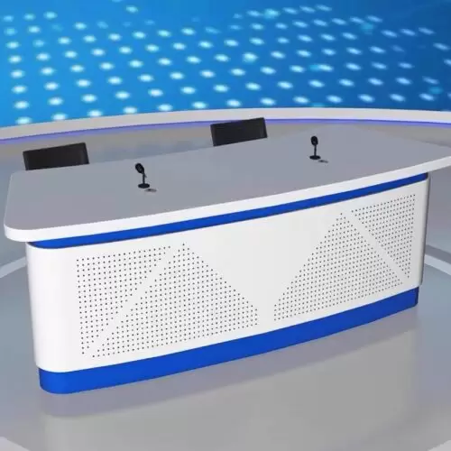 UNCUCO Studio Live Anchor News Table For TV Broadcast Station UNCUCO Studio Live Anchor News Table For TV Broadcast Station